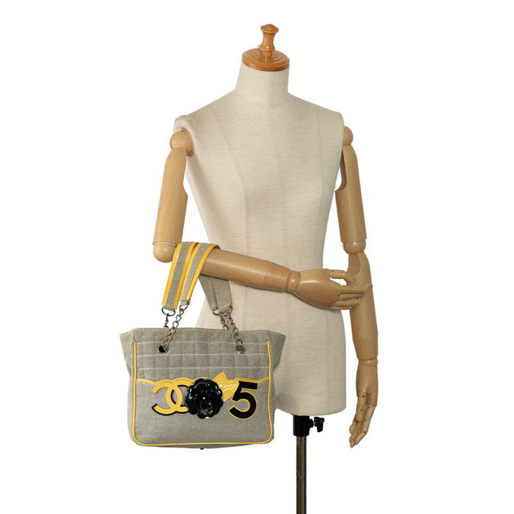 Top Quality Chanel None.5 Chocolate Bar Camellia Chain Handbag A31573 Yellow Gr Canvas Emmeline  CHANEL