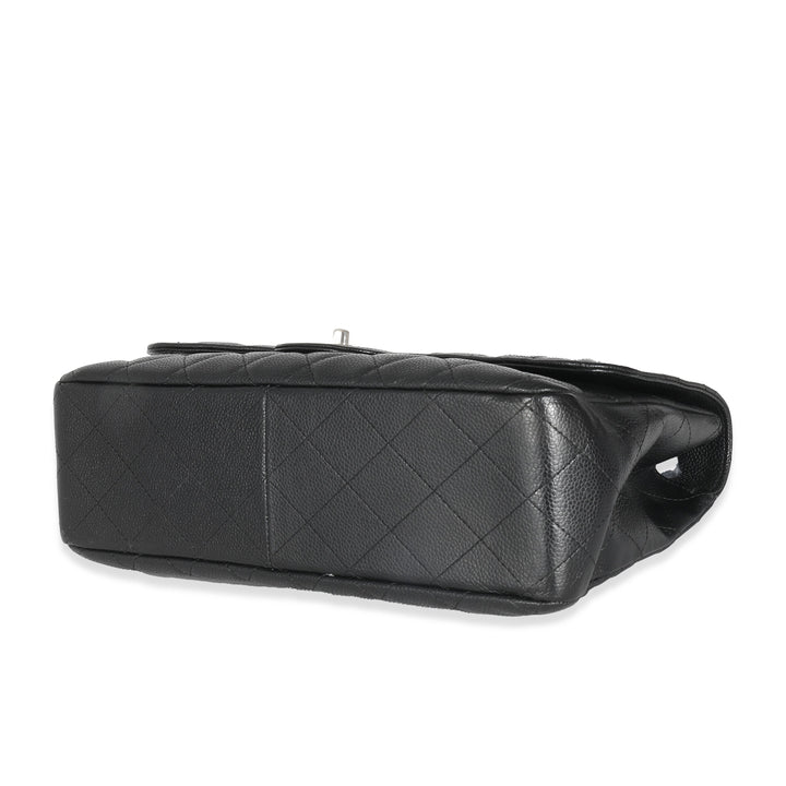 Chanel Black Quilted Caviar Jumbo Classic Single New