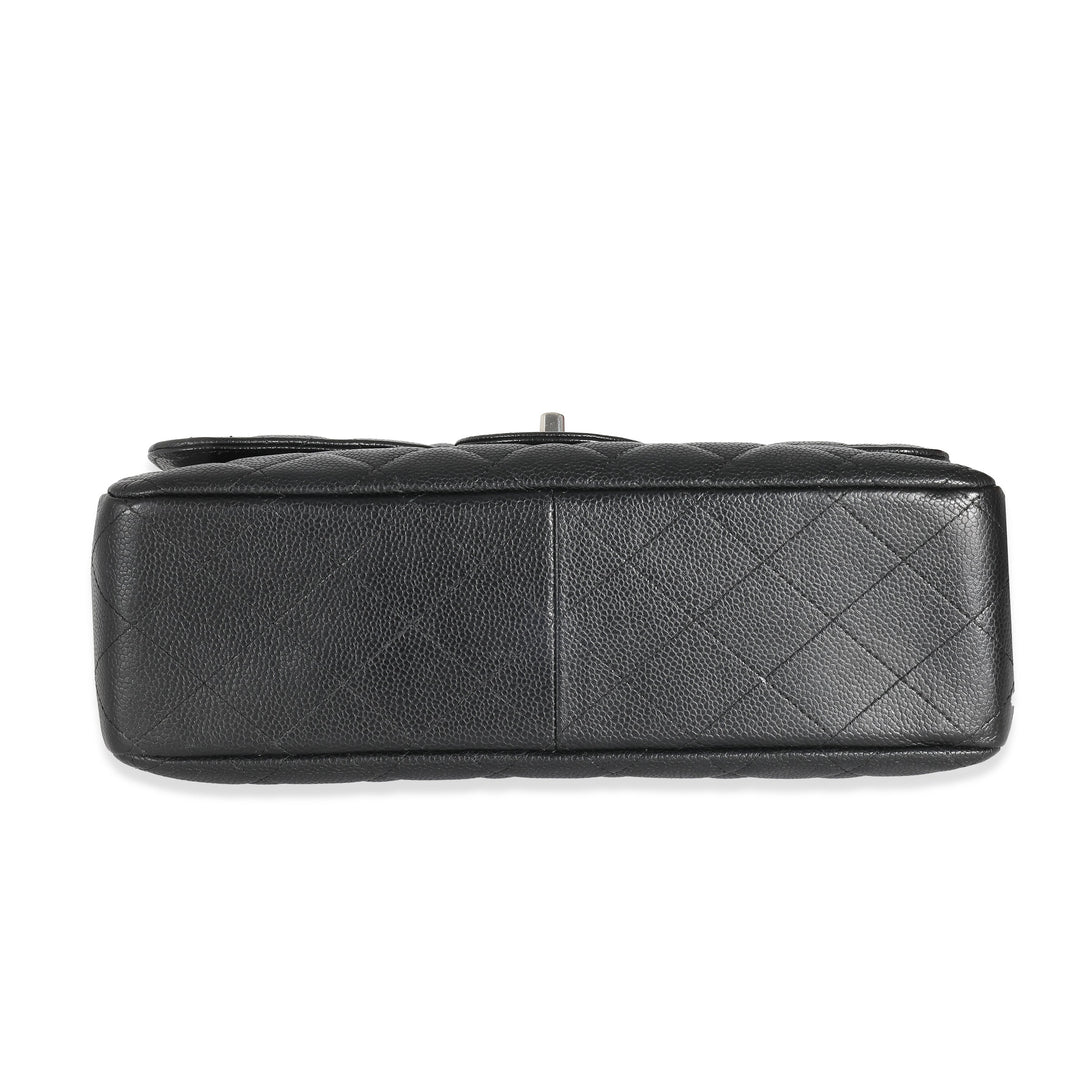 Chanel Black Quilted Caviar Jumbo Classic Single New