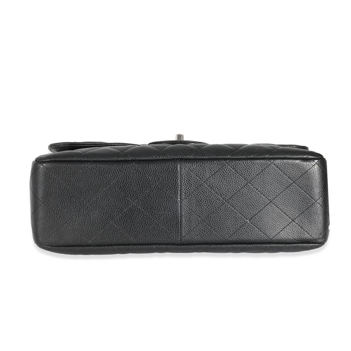 Chanel Black Quilted Caviar Jumbo Classic Single New