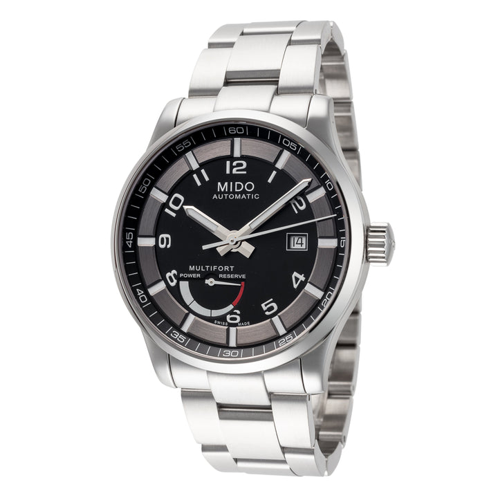 title:Mido Men's M0054241105202 Multifort 42mm Automatic Watch;color:Black Dial Silver Band