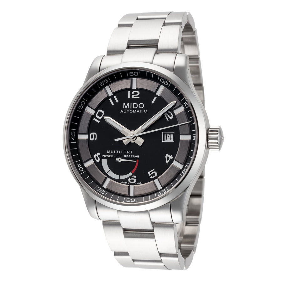 title:Mido Men's M0054241105202 Multifort 42mm Automatic Watch;color:Black Dial Silver Band