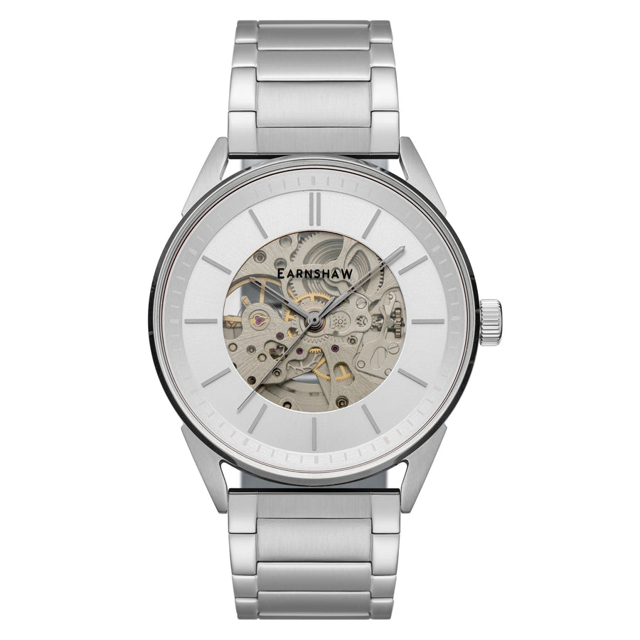 title:Thomas Earnshaw Men's ES-8218-55 Bayshore Skeleton 42mm Automatic Watch;color:Silver