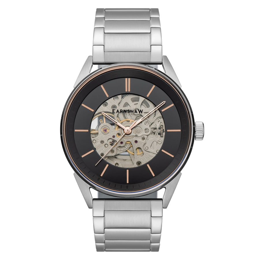 title:Thomas Earnshaw Men's ES-8218-33 Bayshore Skeleton 42mm Automatic Watch;color:Silver