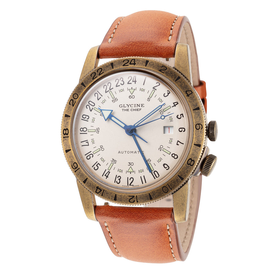 title:Glycine Men's GL0304 Airman Vintage The Chief 40mm Automatic Watch;color:Champagne