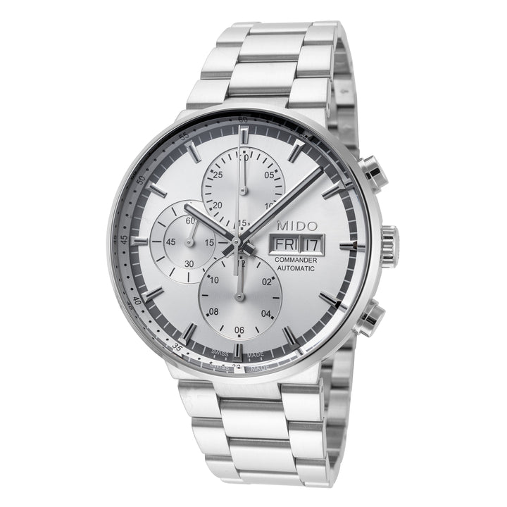 title:Mido Men's M0144141103100 Commander II 42.5mm Automatic Chronograph Watch;color:Silver