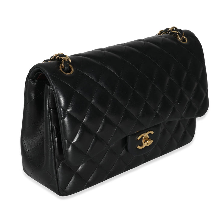 Chanel Black Quilted Lambskin Jumbo Double New Bag