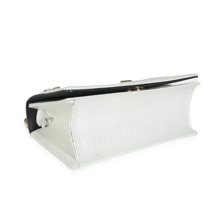 CHRISTIAN Top quality Dior White Micro Cannage Patent Small Top quality Diorama Flap Bag