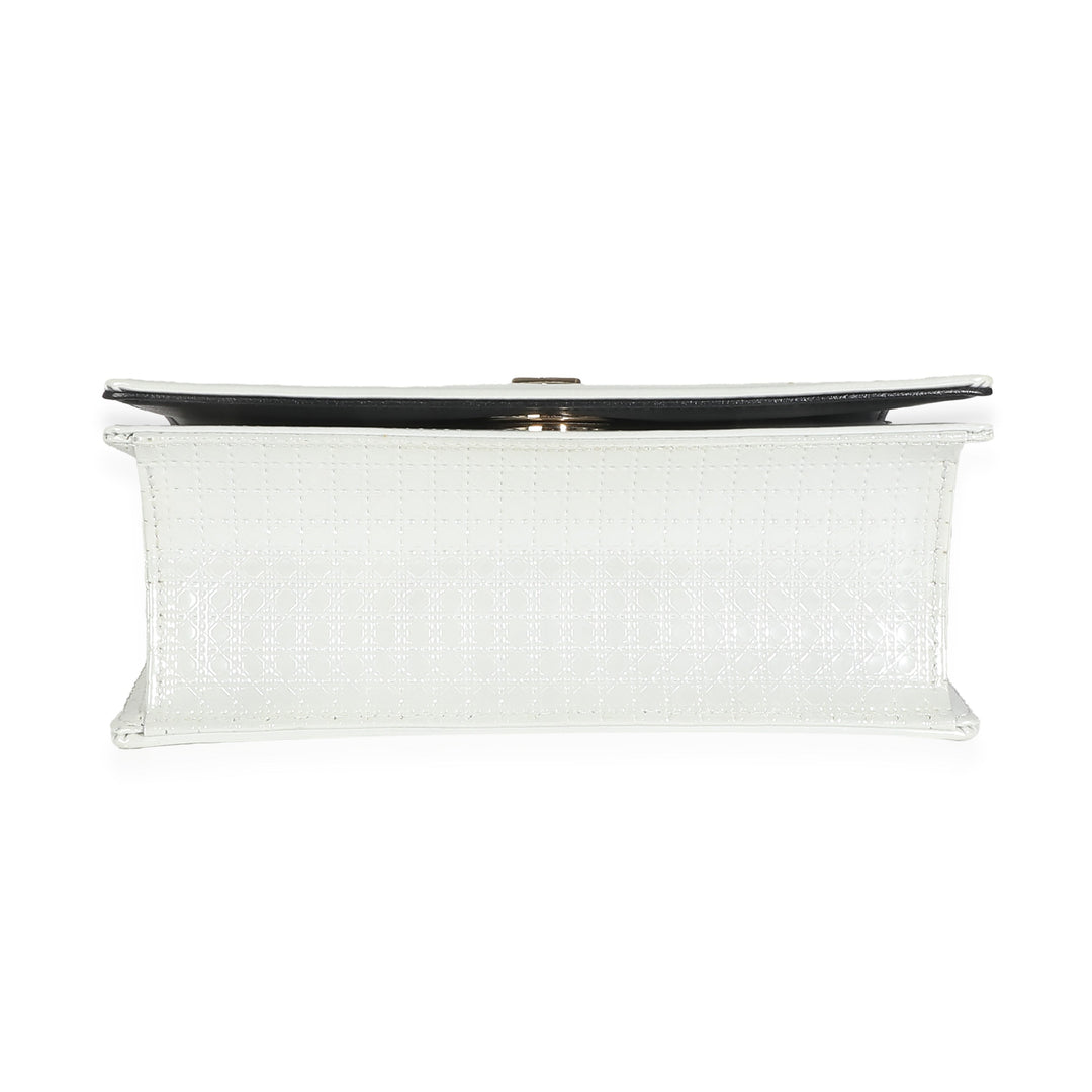 CHRISTIAN Top quality Dior White Micro Cannage Patent Small Top quality Diorama Flap Bag