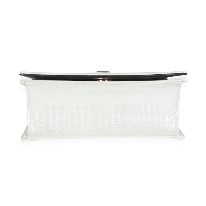 CHRISTIAN Top quality Dior White Micro Cannage Patent Small Top quality Diorama Flap Bag