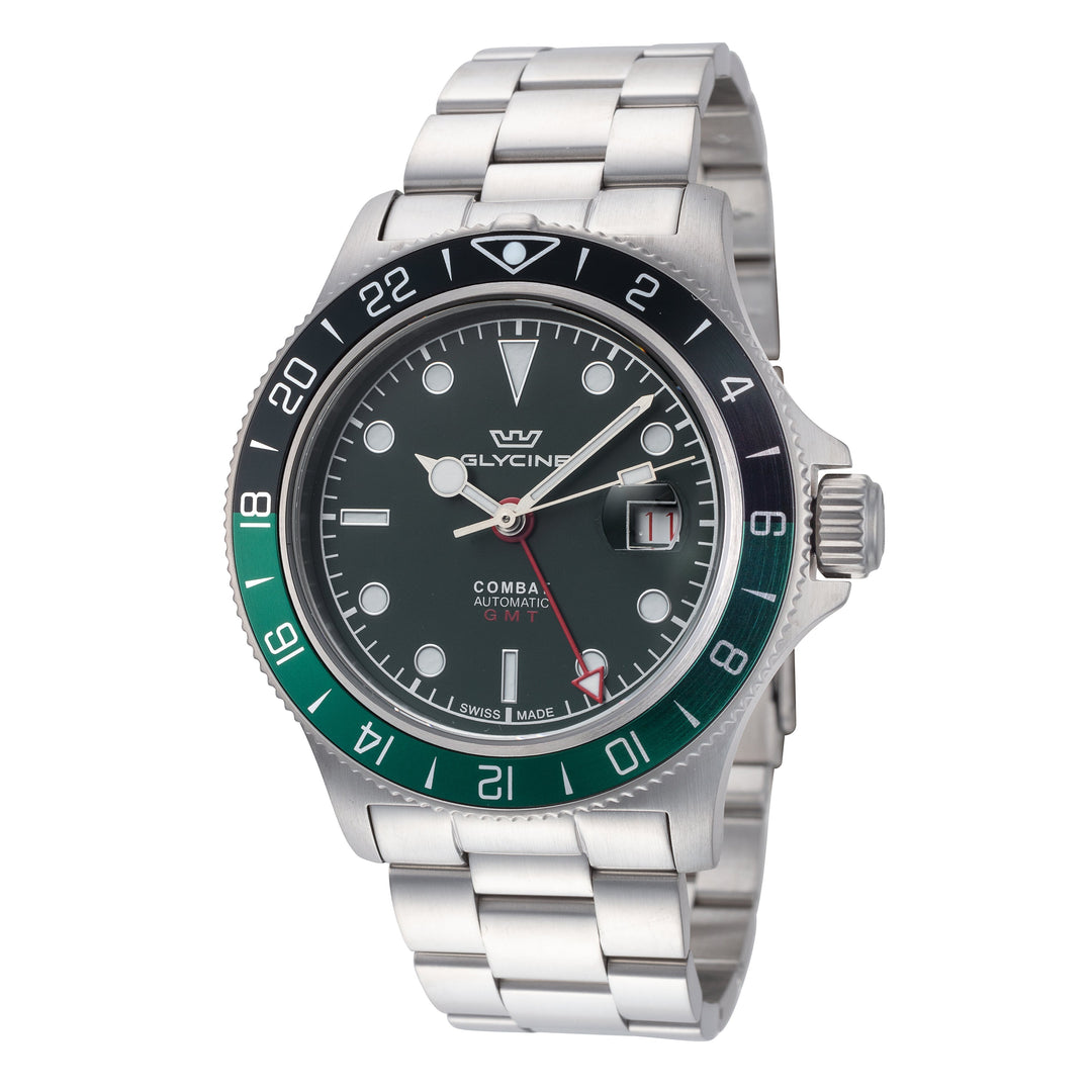 title:Glycine Men's GL0383 Combat Sub Sport GMT 42mm Automatic Watch;color:Silver