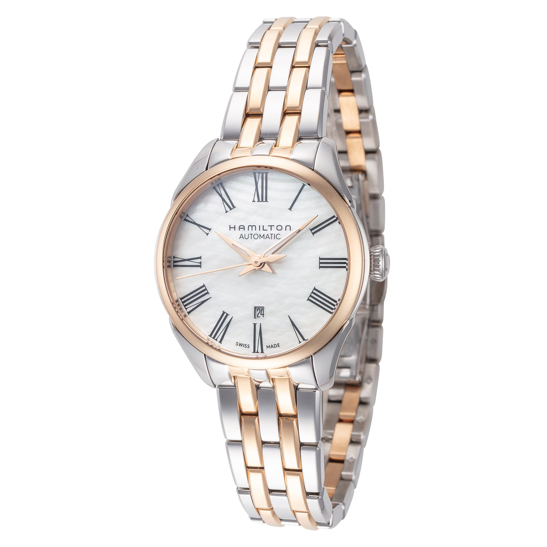 title:Hamilton Women's H42225191 Jazzmaster 30mm Automatic Watch;color:Silver and Rose Gold