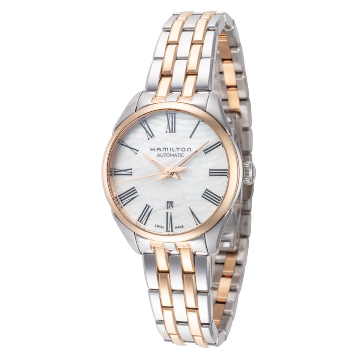 title:Hamilton Women's H42225191 Jazzmaster 30mm Automatic Watch;color:Silver and Rose Gold
