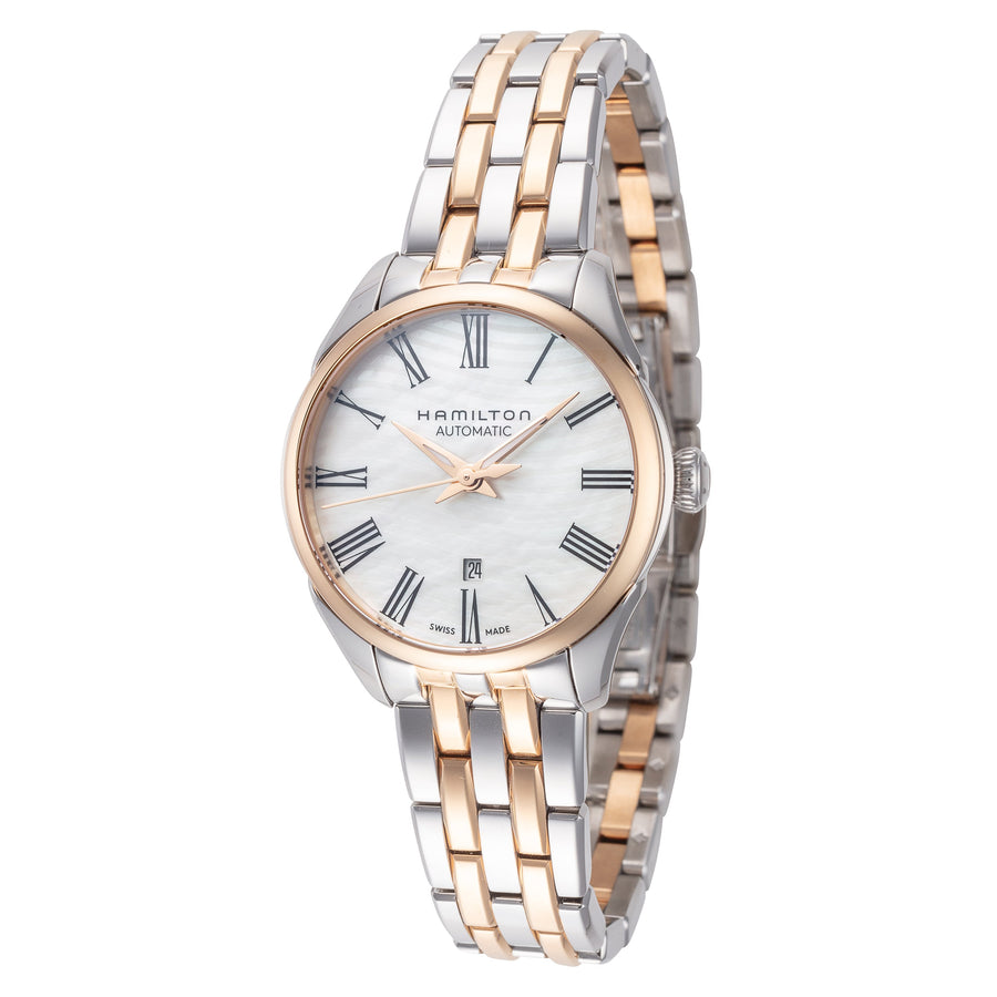 title:Hamilton Women's H42225191 Jazzmaster 30mm Automatic Watch;color:Silver and Rose Gold