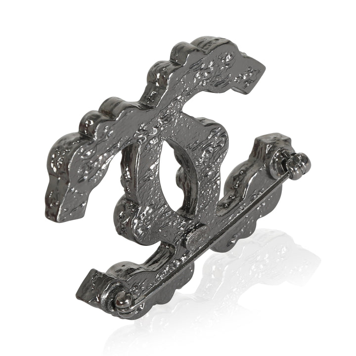 Chanel 2012 Silver Tone Strass CC Brooch