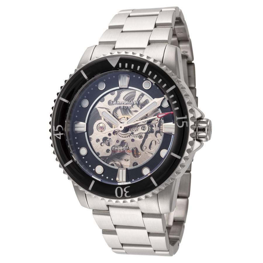 title:Thomas Earnshaw Men's ES-8185-11 Admiral Pole 43mm Black Dial Steel Watch;color:Silver