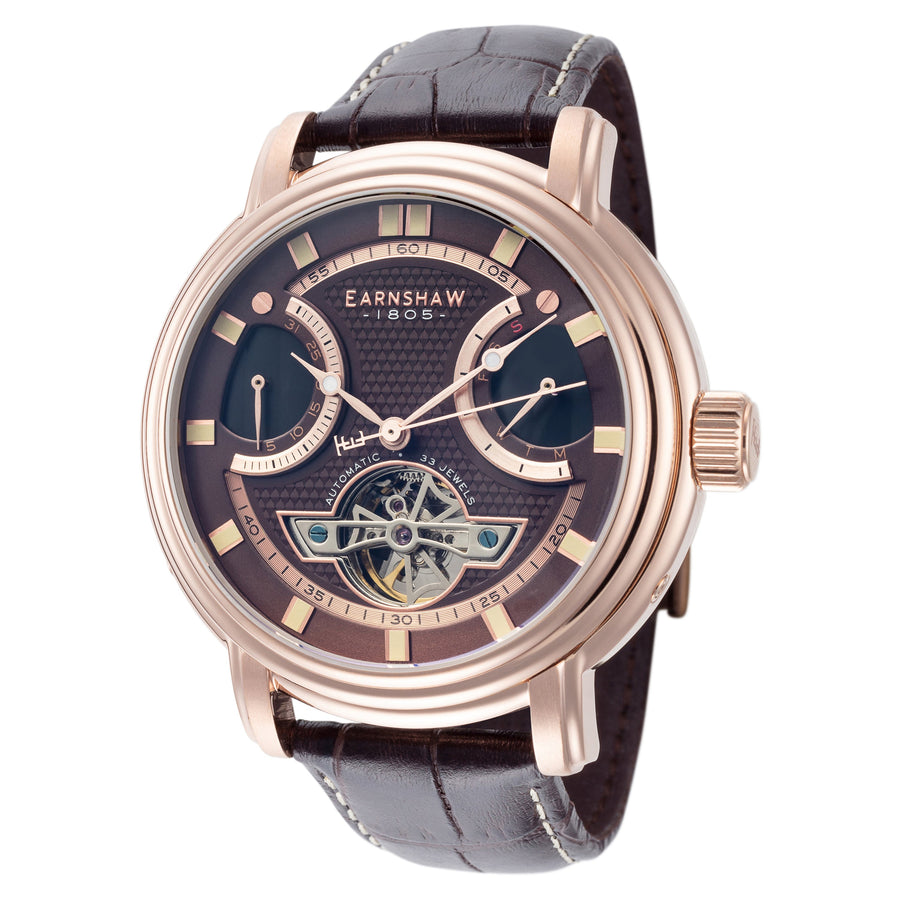 title:Thomas Earnshaw Men's ES-8184-05 Longcase 48mm Automatic Watch;color:Brown