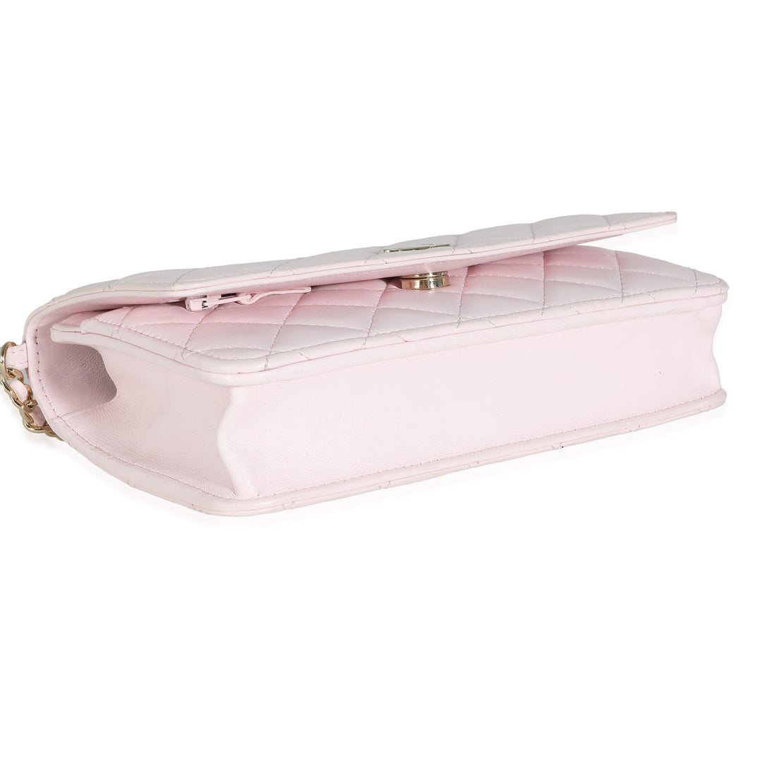 Chanel Pink Quilted Lambskin Pearl Wallet On Chain