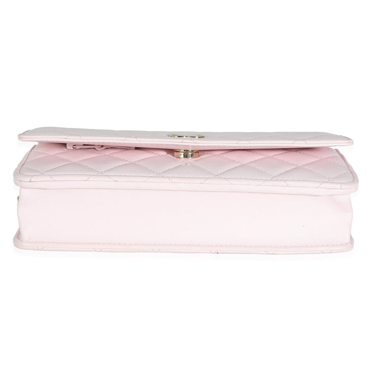Chanel Pink Quilted Lambskin Pearl Wallet On Chain