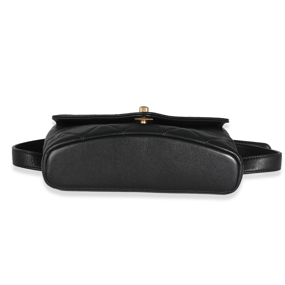 Chanel Black Quilted Calfskin Carry With Chic New Waist Bag
