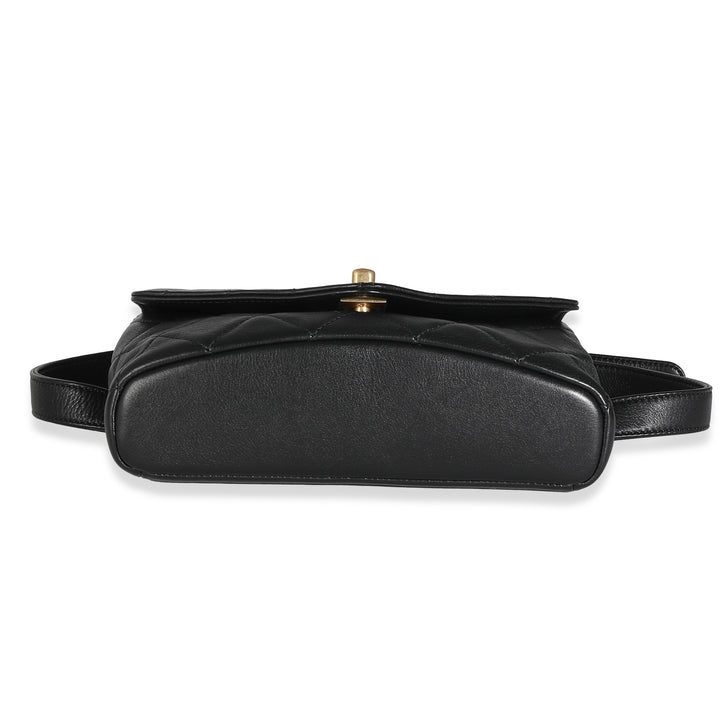Chanel Black Quilted Calfskin Carry With Chic New Waist Bag
