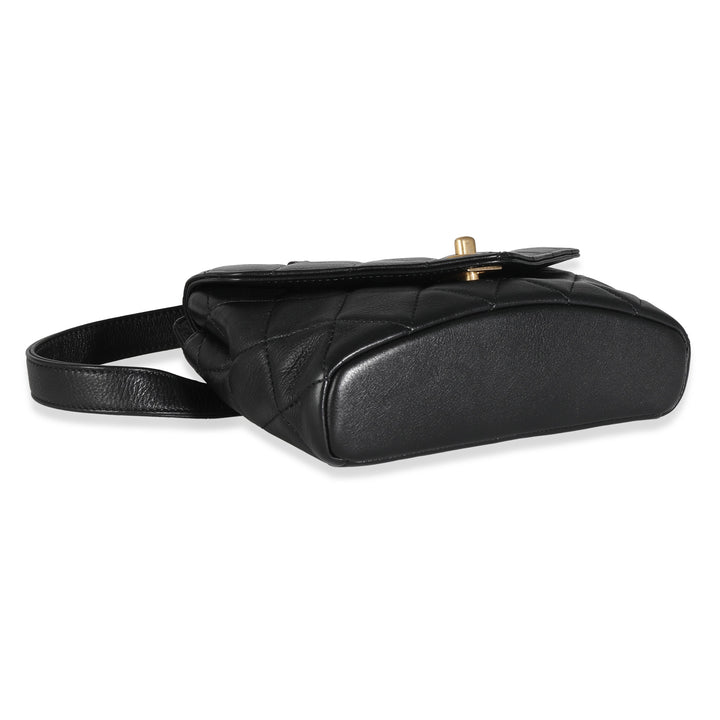 Chanel Black Quilted Calfskin Carry With Chic New Waist Bag