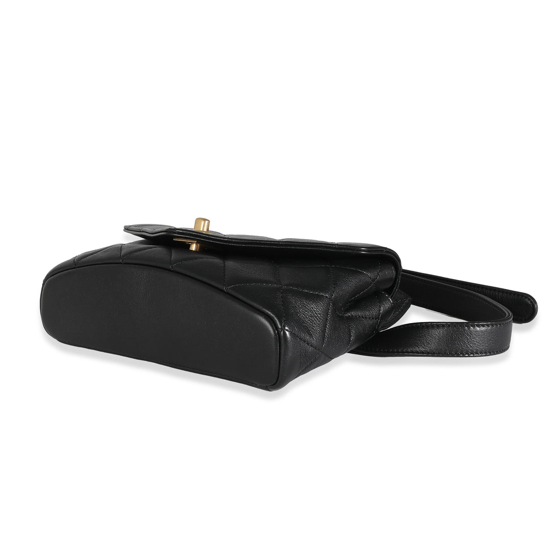 Chanel Black Quilted Calfskin Carry With Chic New Waist Bag