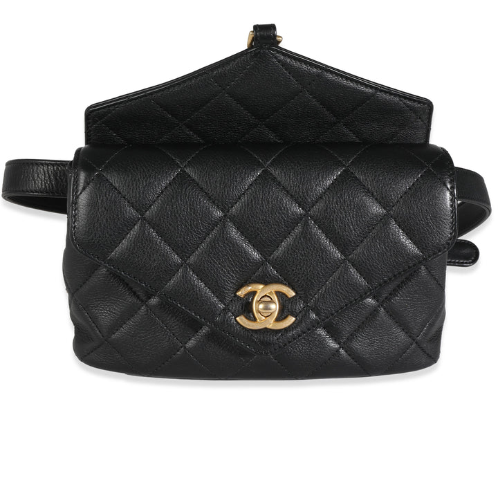Chanel Black Quilted Calfskin Carry With Chic New Waist Bag