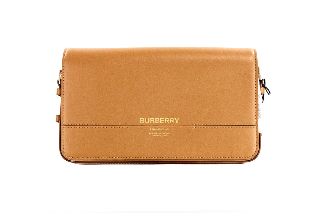 Burberry Small Leather Flap Crossbody Clutch Handbag