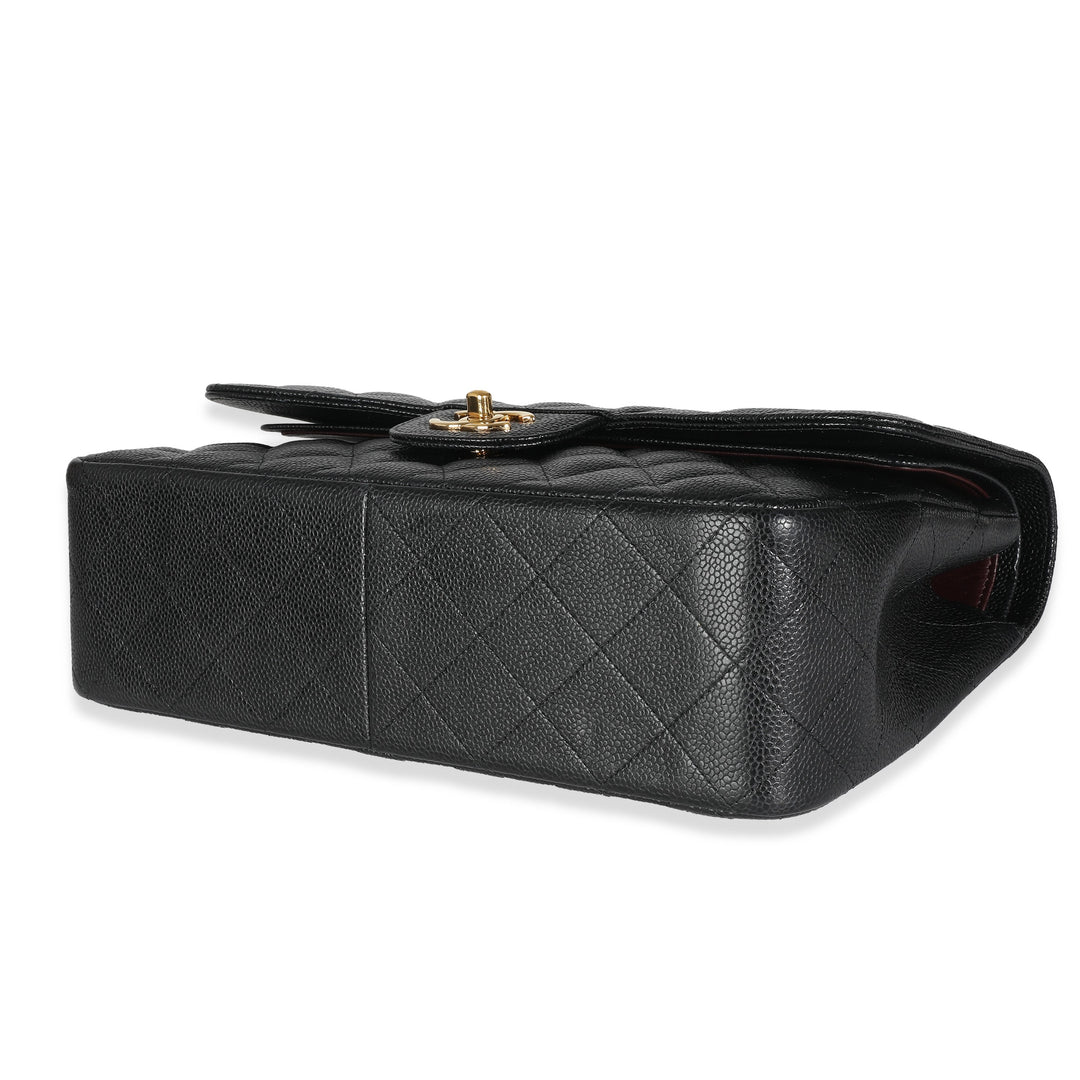 Chanel Black Quilted Caviar Jumbo Classic Double New Bag