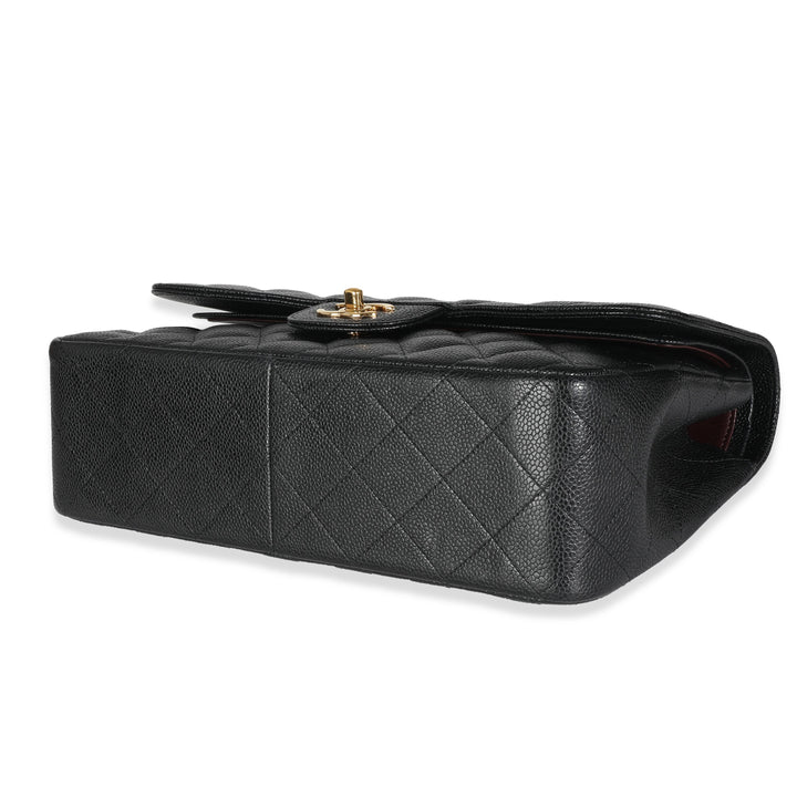 Chanel Black Quilted Caviar Jumbo Classic Double New Bag
