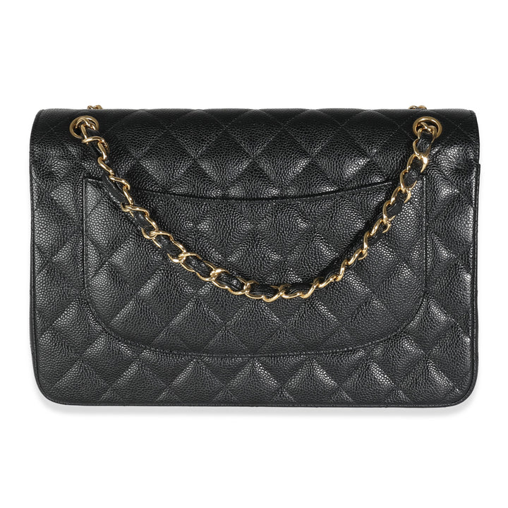 Chanel Black Quilted Caviar Jumbo Classic Double New Bag