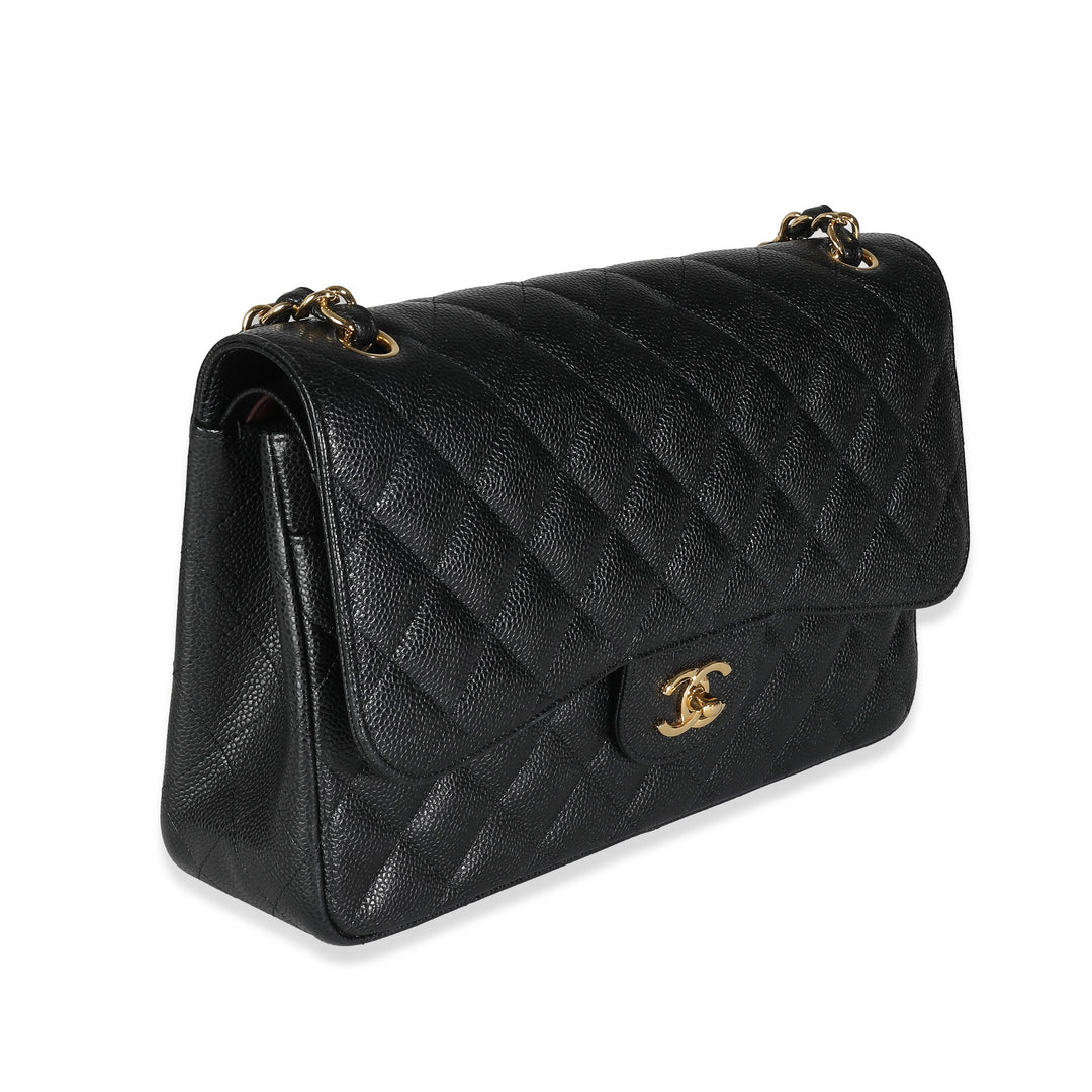 Chanel Black Quilted Caviar Jumbo Classic Double New Bag