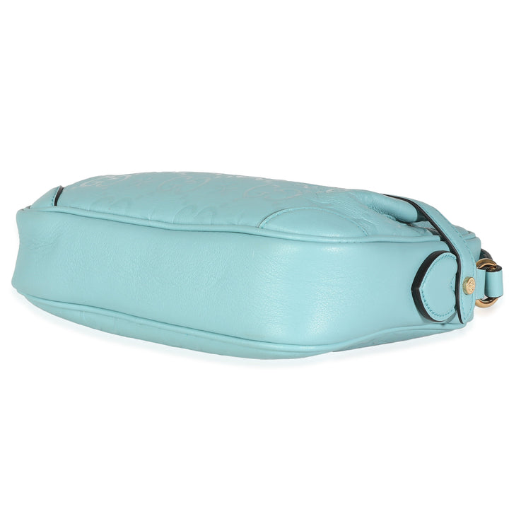 GUCCI Blue Wonka Grain Calfskin GG Monogram Star Embossed Crossbody