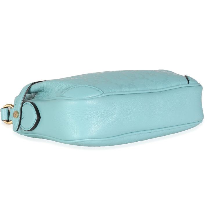 GUCCI Blue Wonka Grain Calfskin GG Monogram Star Embossed Crossbody