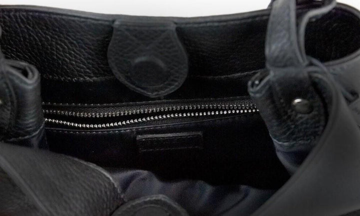 Burberry Black Pebbled Leather Bucket Crossbody Handbag