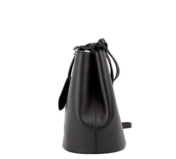 Burberry Black Pebbled Leather Bucket Crossbody Handbag