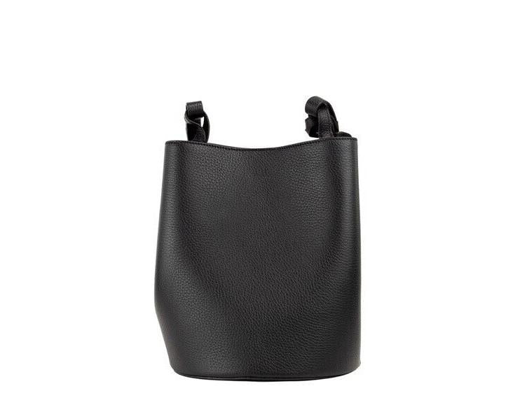 Burberry Black Pebbled Leather Bucket Crossbody Handbag