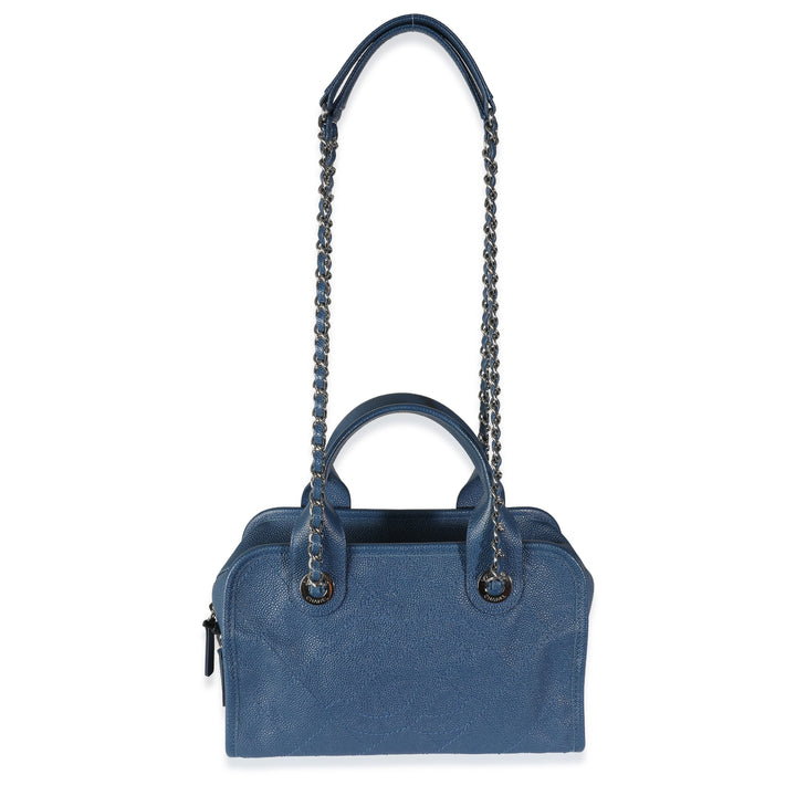 Chanel Blue Quilted Caviar Deauville Bowling Bag