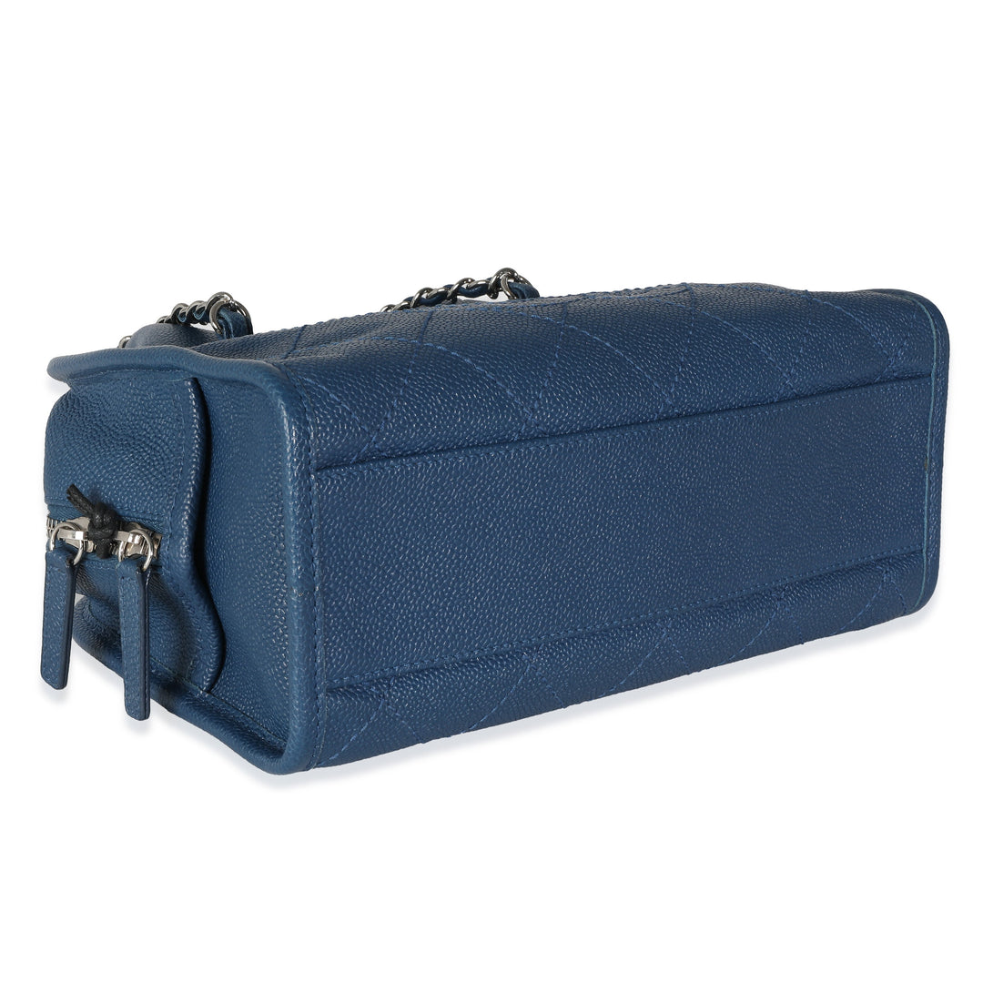 Chanel Blue Quilted Caviar Deauville Bowling Bag
