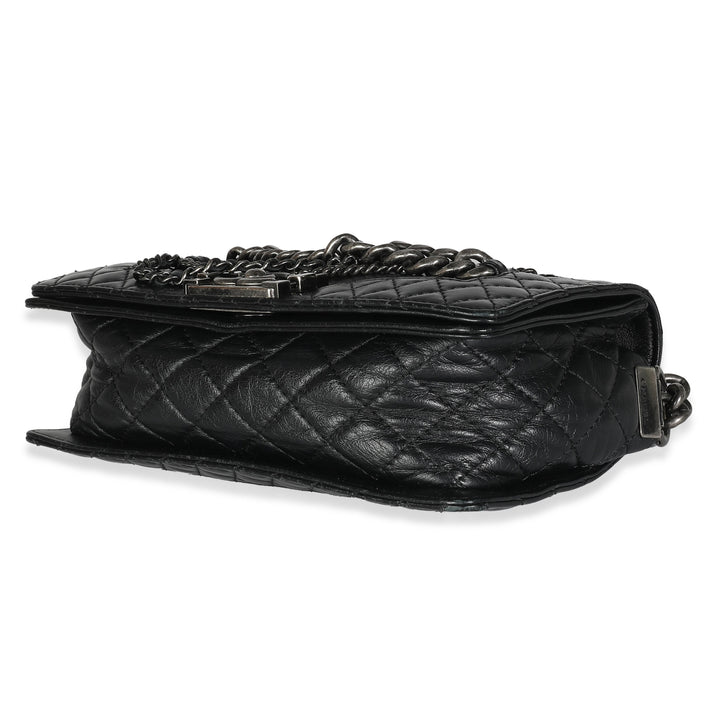 Chanel Black Lambskin Medium Enchained Boy Bag