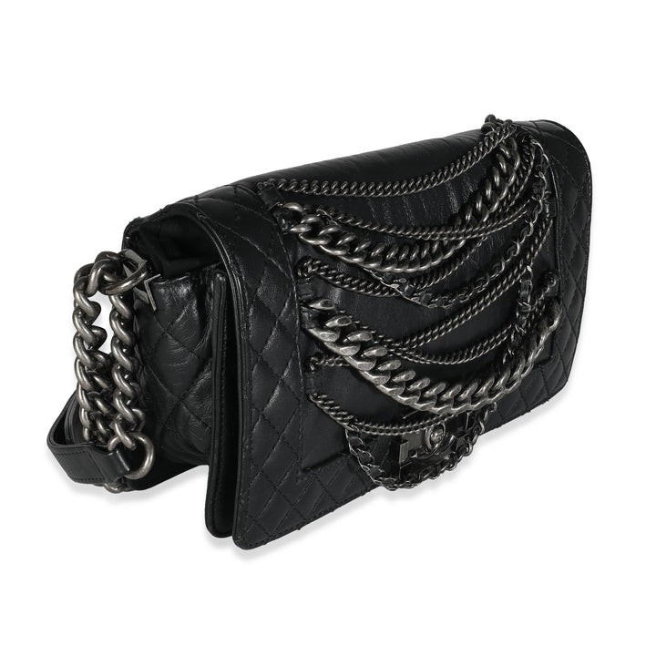 Chanel Black Lambskin Medium Enchained Boy Bag