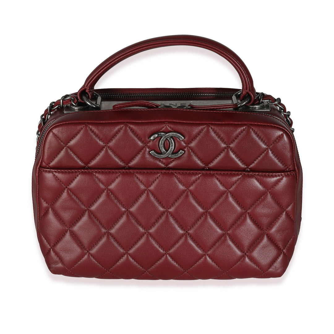 Chanel Burgundy Quilted Lambskin Medium Trendy CC Bowling Bag
