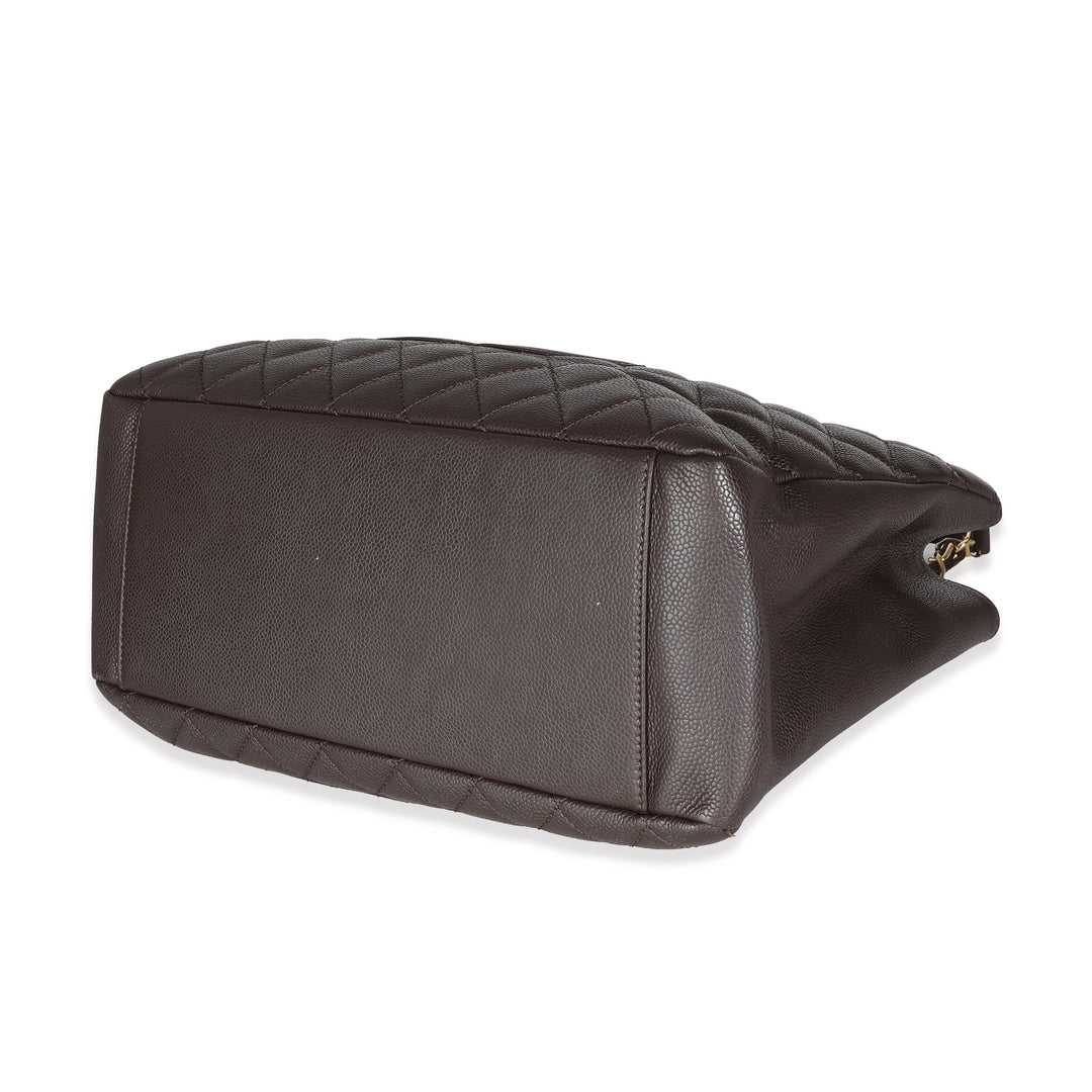 Chanel Brown Quilted Caviar Grand Shopping Tote