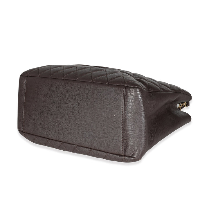 Chanel Brown Quilted Caviar Grand Shopping Tote