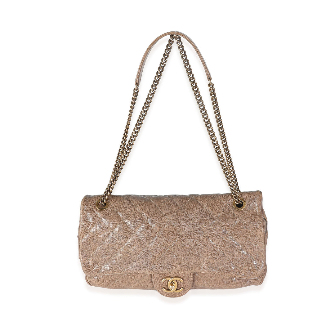 Chanel Brown Quilted Glazed Caviar Large Shiva New Bag