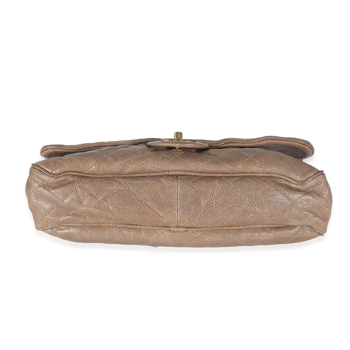 Chanel Brown Quilted Glazed Caviar Large Shiva New Bag