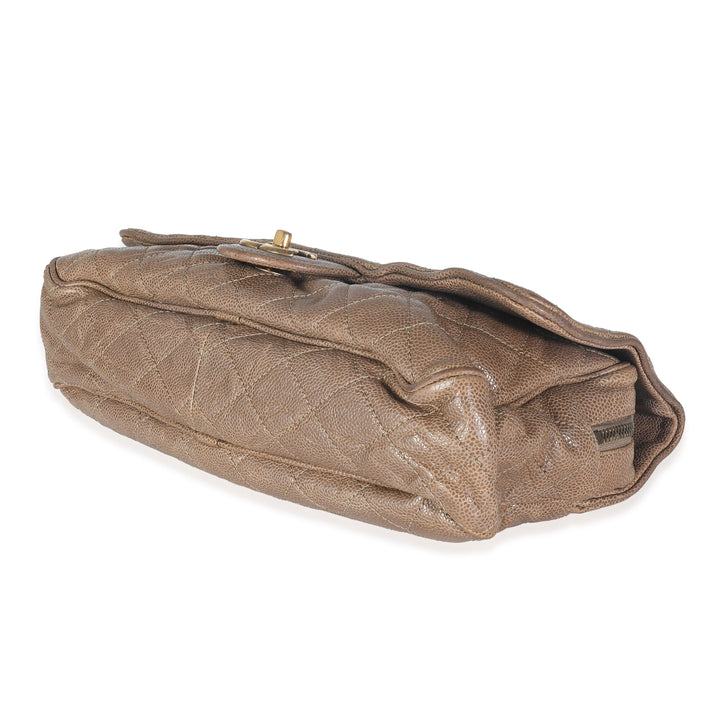 Chanel Brown Quilted Glazed Caviar Large Shiva New Bag