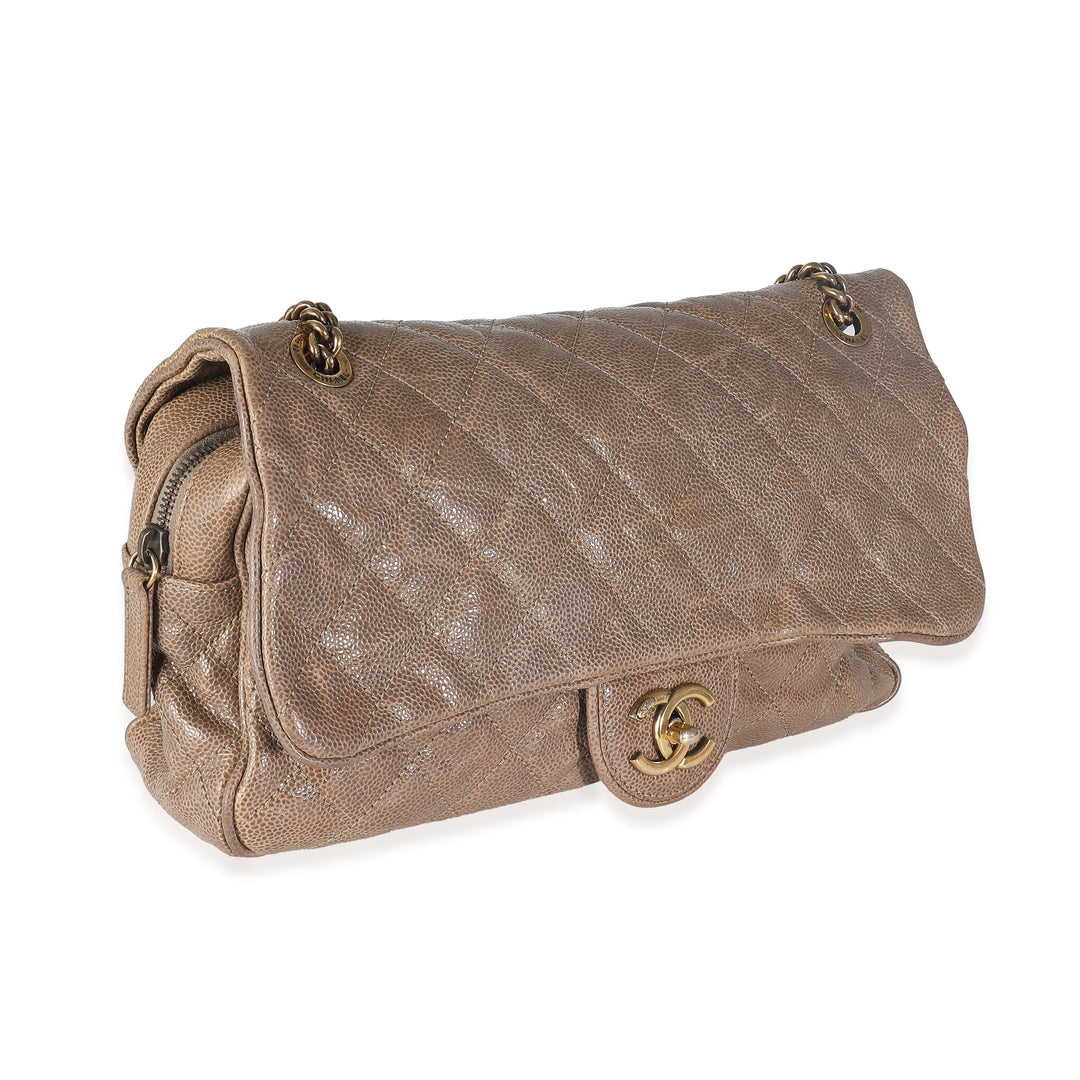 Chanel Brown Quilted Glazed Caviar Large Shiva New Bag