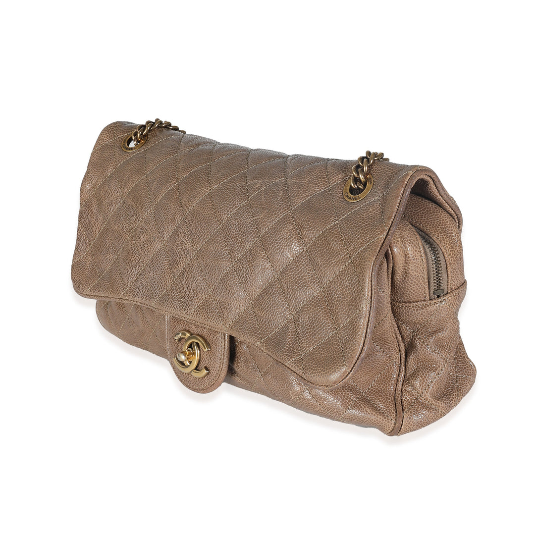 Chanel Brown Quilted Glazed Caviar Large Shiva New Bag